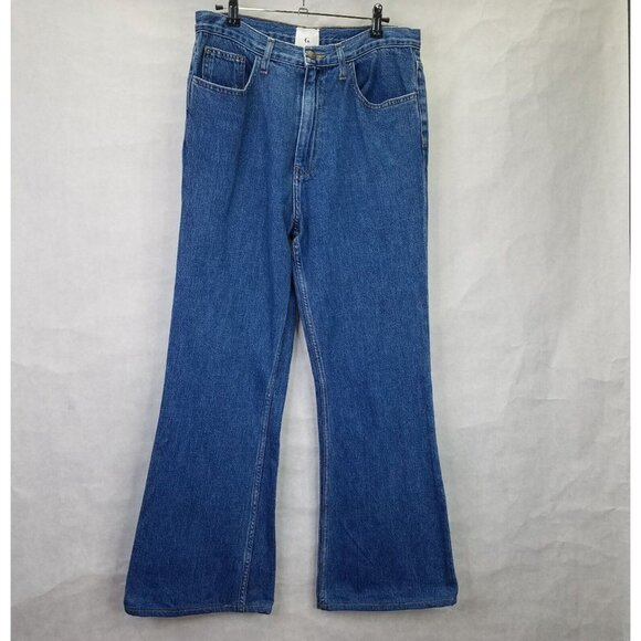 G. Label Goop Jeans Women's 29 Blue Hi-Rise Wide Leg Med Wash Denim USA - Picture 1 of 16